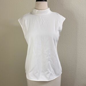 NWT VGU Design Sophisticated‎ And Crisp White Sleeveless Mock Neck